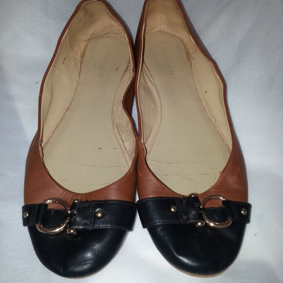 Coach Brown and Black Buttery Soft Ballet Flats Loafers Worn - Picture 1 of 13
